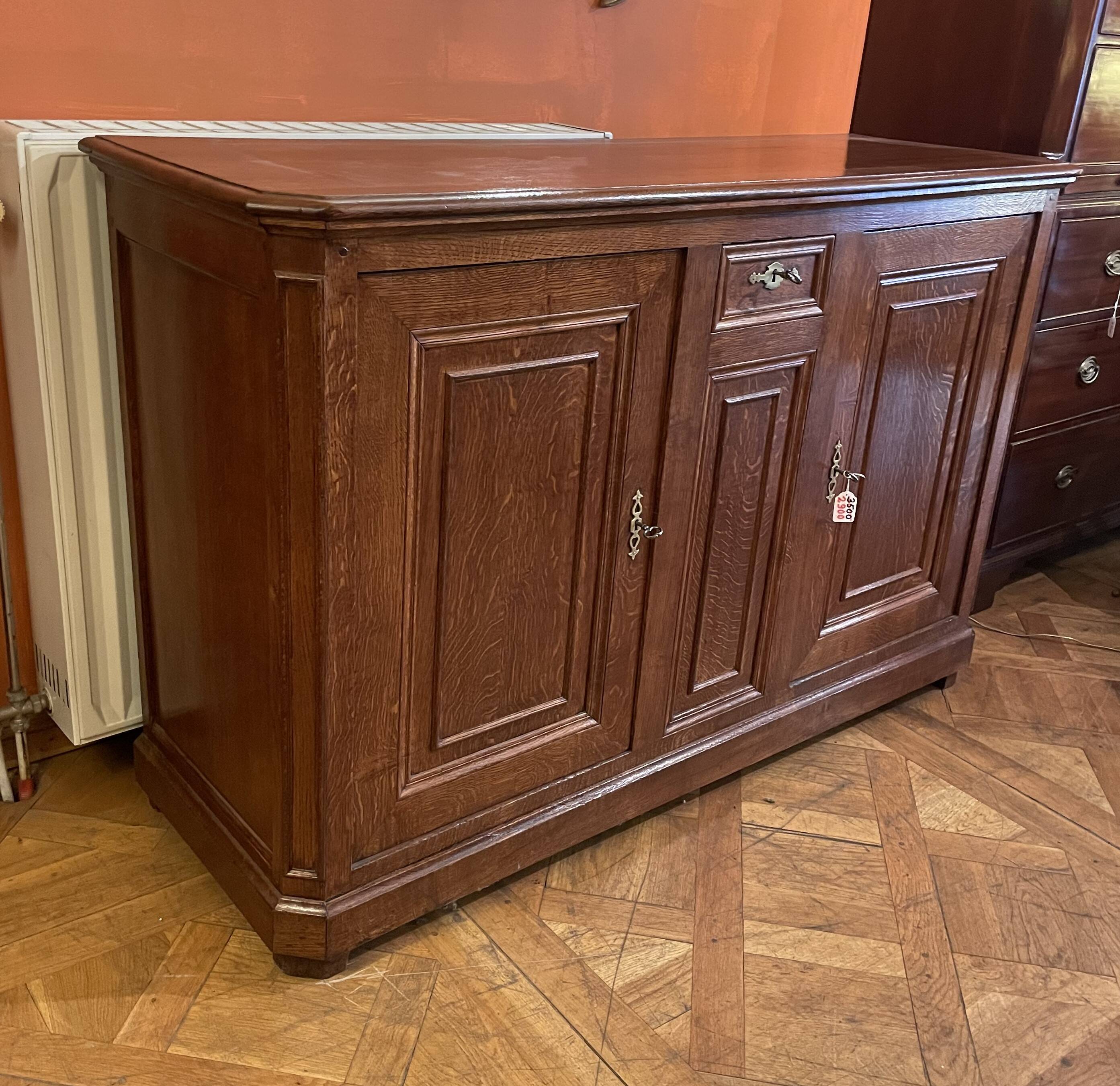 Large Oak Sideboard with Two Doors - 19th Century