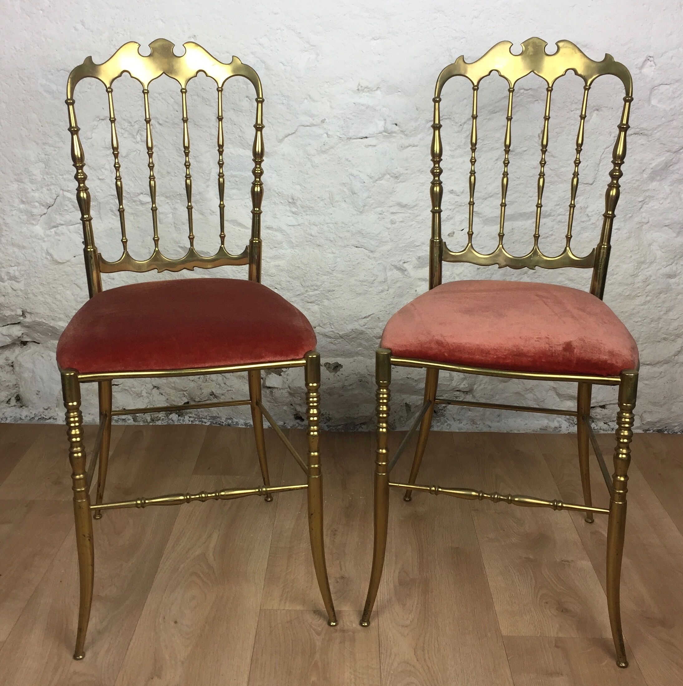 Pair of brass chairs "Chiavari"
