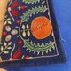 Silk Embroidered Pomegranate Design Cushion Cover. Navy Blue Throw Pillow Case. Traditional Accent Pillow