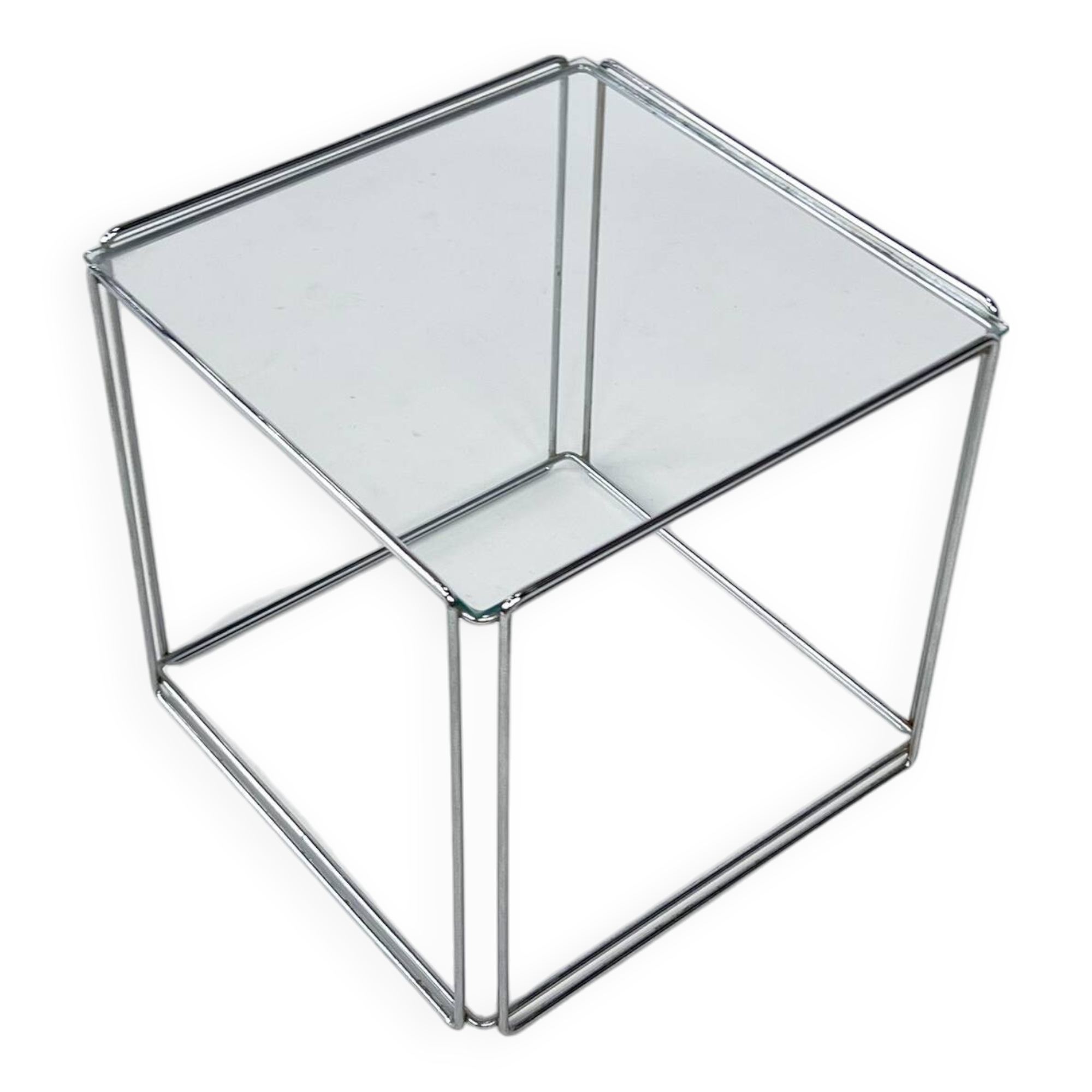 Max Sauze Steel and Glass Side Table, 1970s