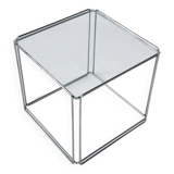 Table d'appoint en acier et verre de Max Sauze, années 1970