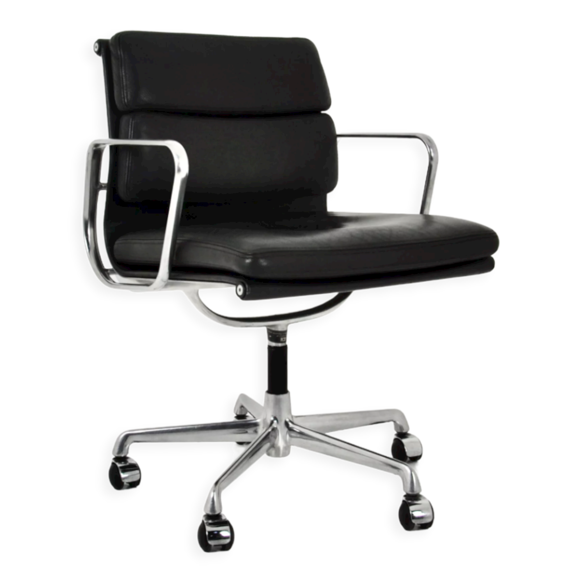 Black leather Soft Pad Chair by Charles & Ray Eames for ICF, 1970S