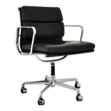 Black leather Soft Pad Chair by Charles & Ray Eames for ICF, 1970S