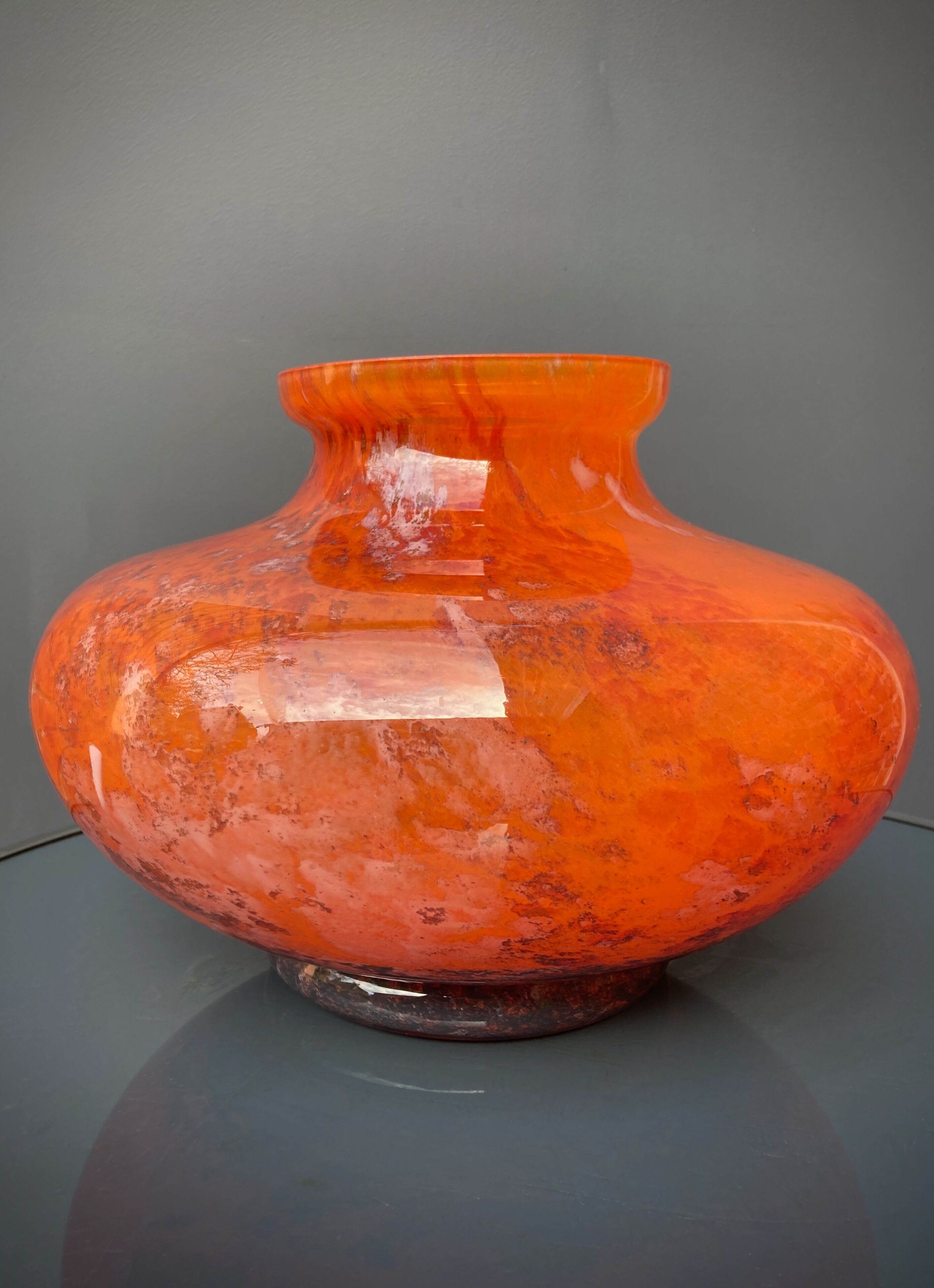 Large art-deco vase le lorrain glassware Daum Nancy 1925