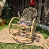 Rocking-chair rotin vintage