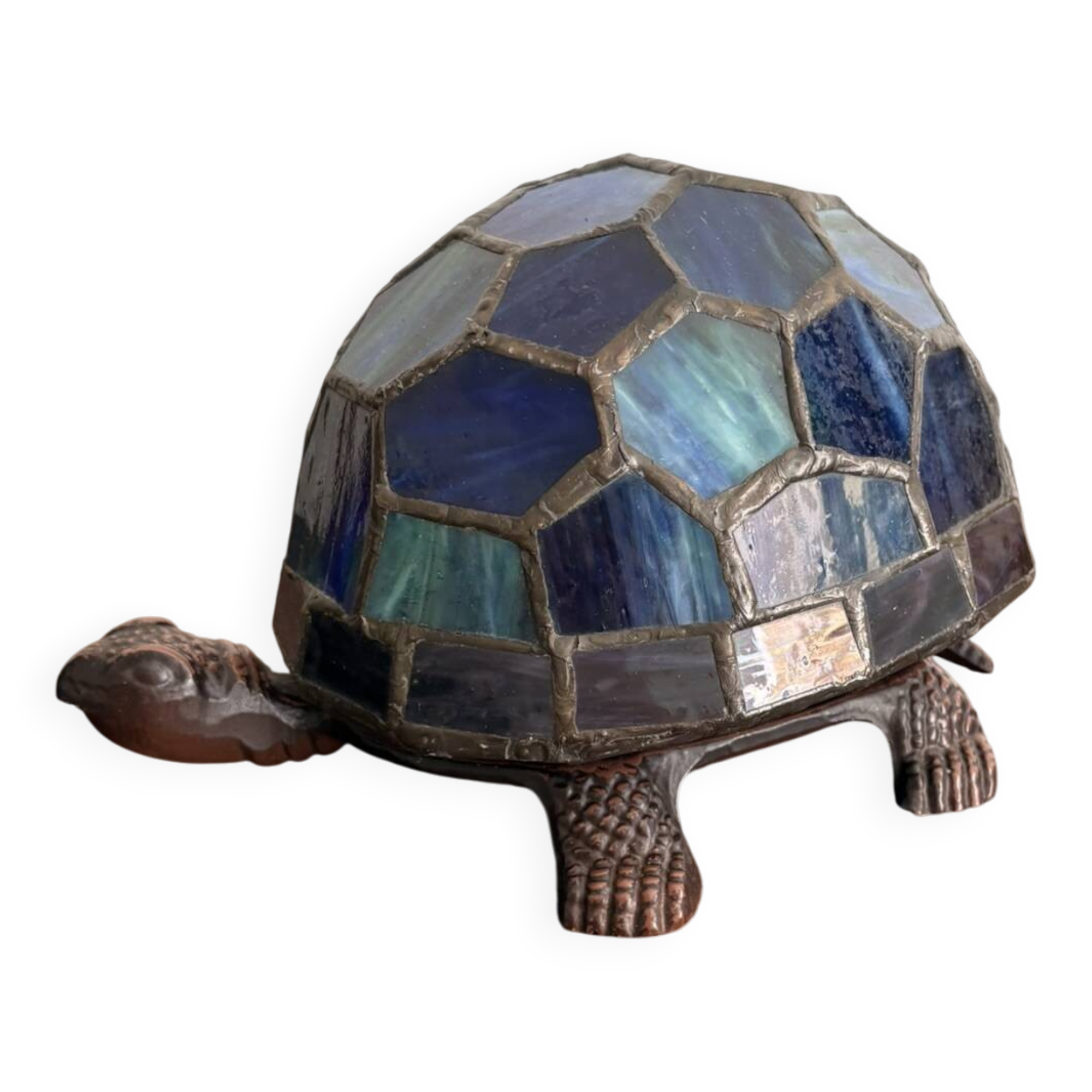 Turtle Glass Table Lamp with Enamel Stained Glass Tiffany Art Nouveau Style