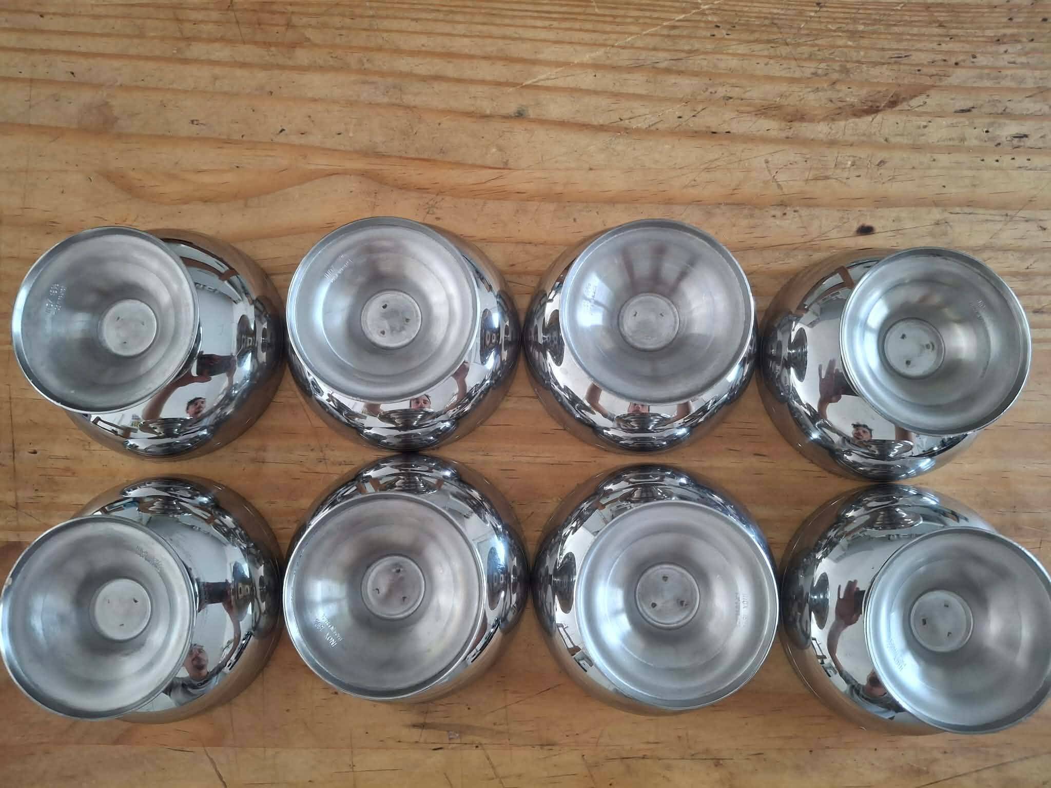 Set of 8 stainless steel ice cream bowls 18% - made in France