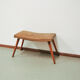 Vintage footstool brown skai leather