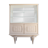 Vitrine taupe avec étagères en verre