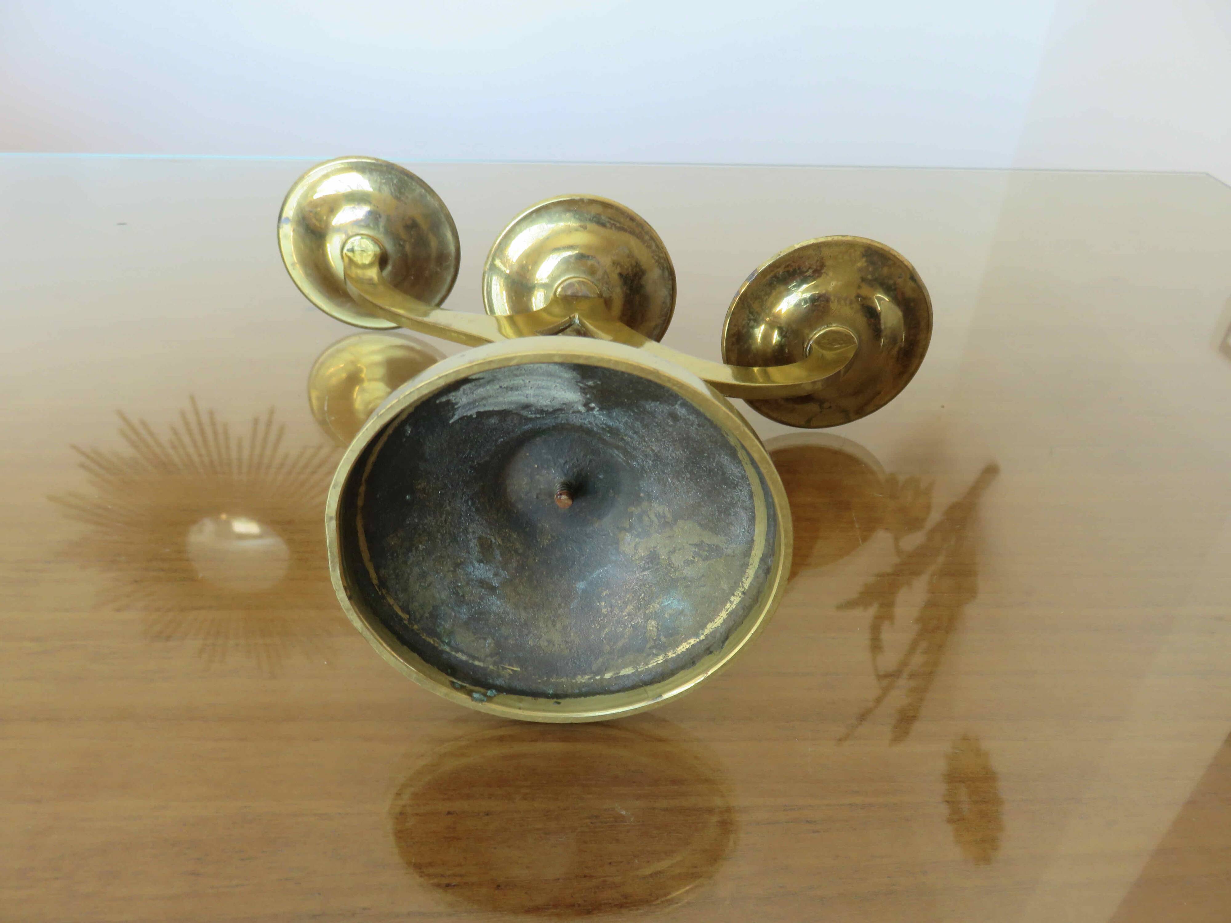 Modernist brass candle holder from the 70s