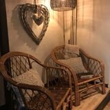 Paire de fauteuils en rotin
