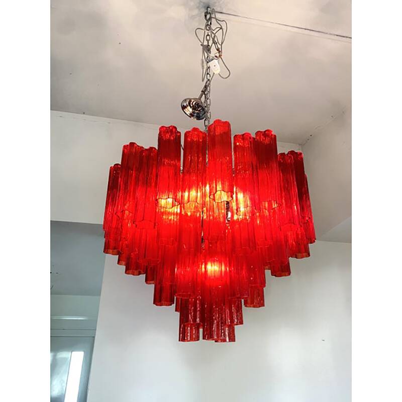Red "Campari" Color Chandelier in  Glass