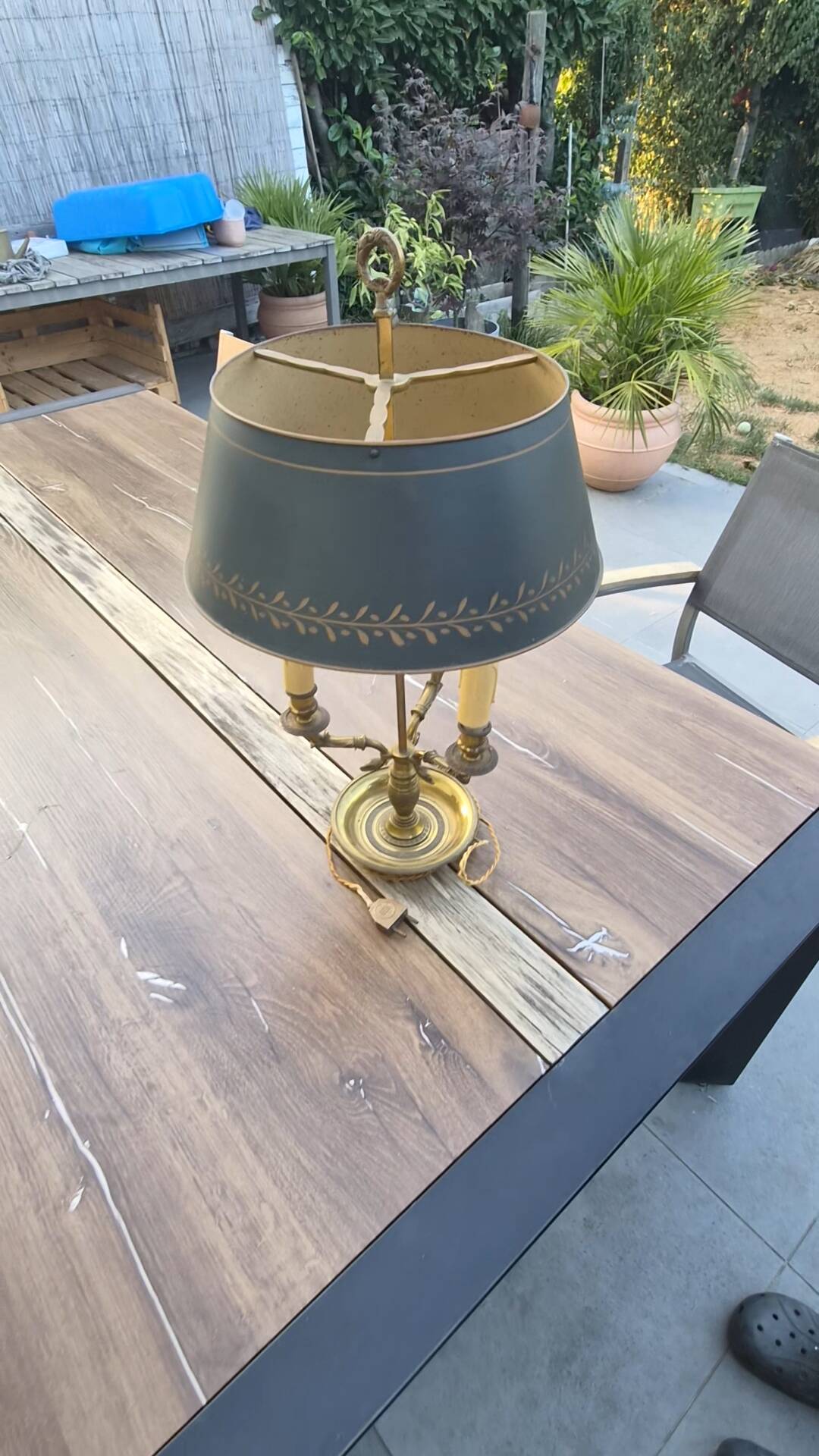 Vintage Bouillotte Lamp in Bronze – Empire/Directoire Style – Signed F.B.