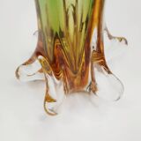 Artistic glass vase in green and amber shades – 1960s/70s