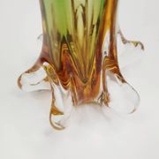 Artistic glass vase in green and amber shades – 1960s/70s
