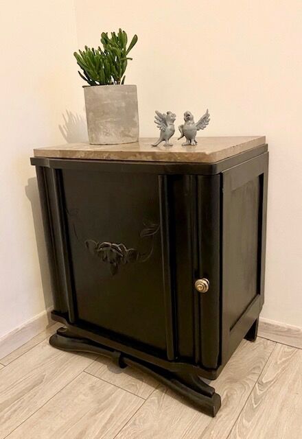 Black Art Deco bedside table