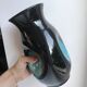 free-form design vase in black and blue ceramic from the 70s