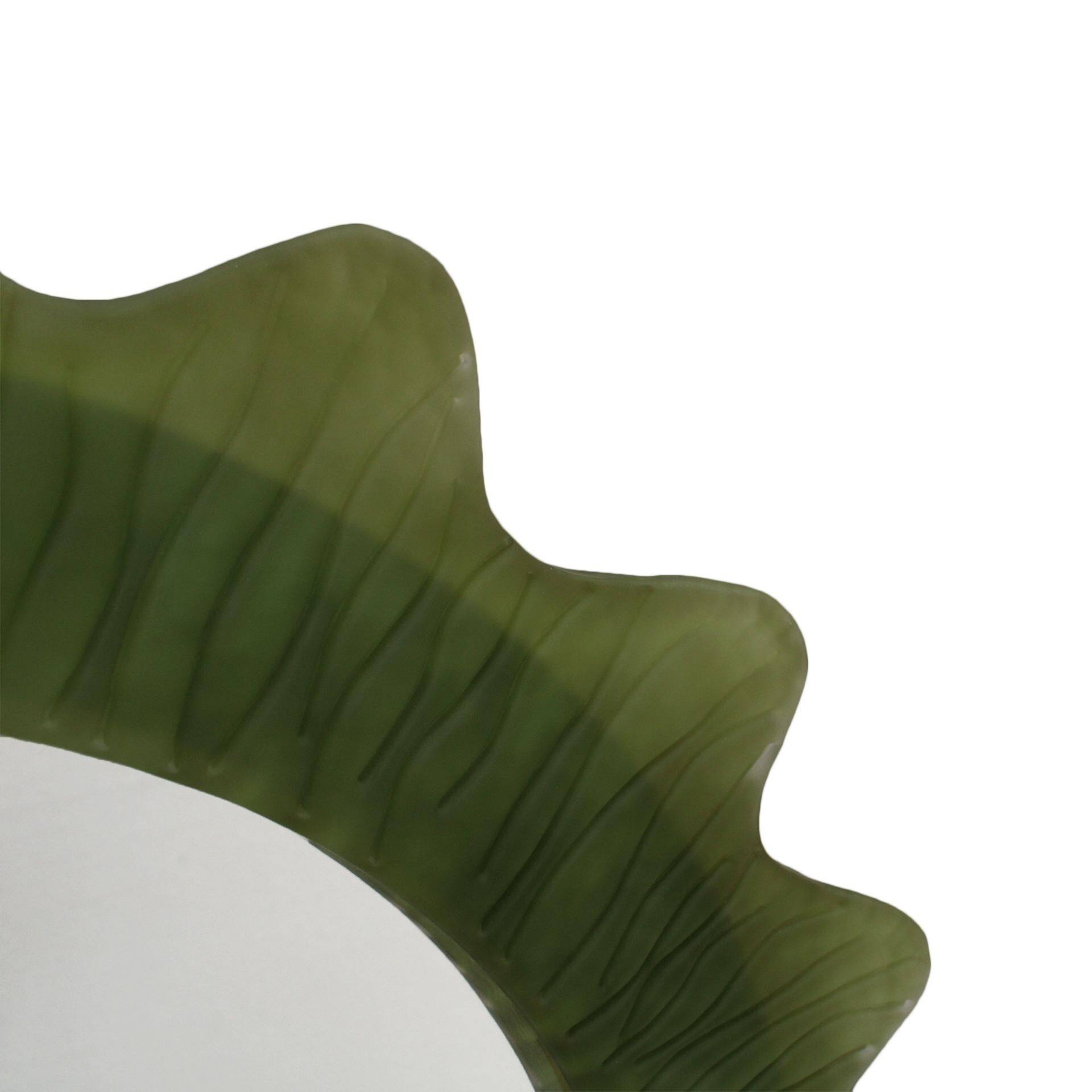 Organic-Shaped Green Italian Mirror Made of Murano Glass and Brass
