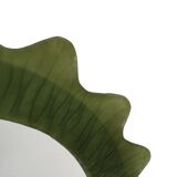 Organic-Shaped Green Italian Mirror Made of Murano Glass and Brass