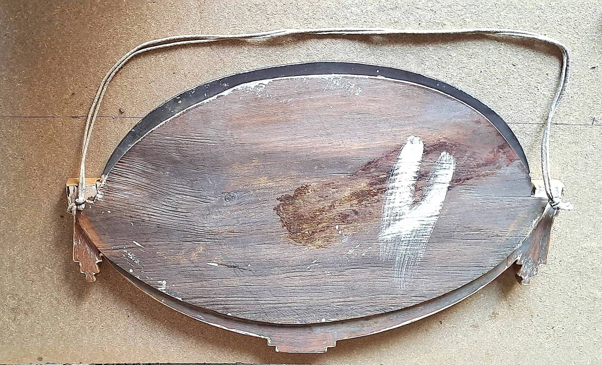Carved wooden mirror Art Nouveau France 1920 oval shape
