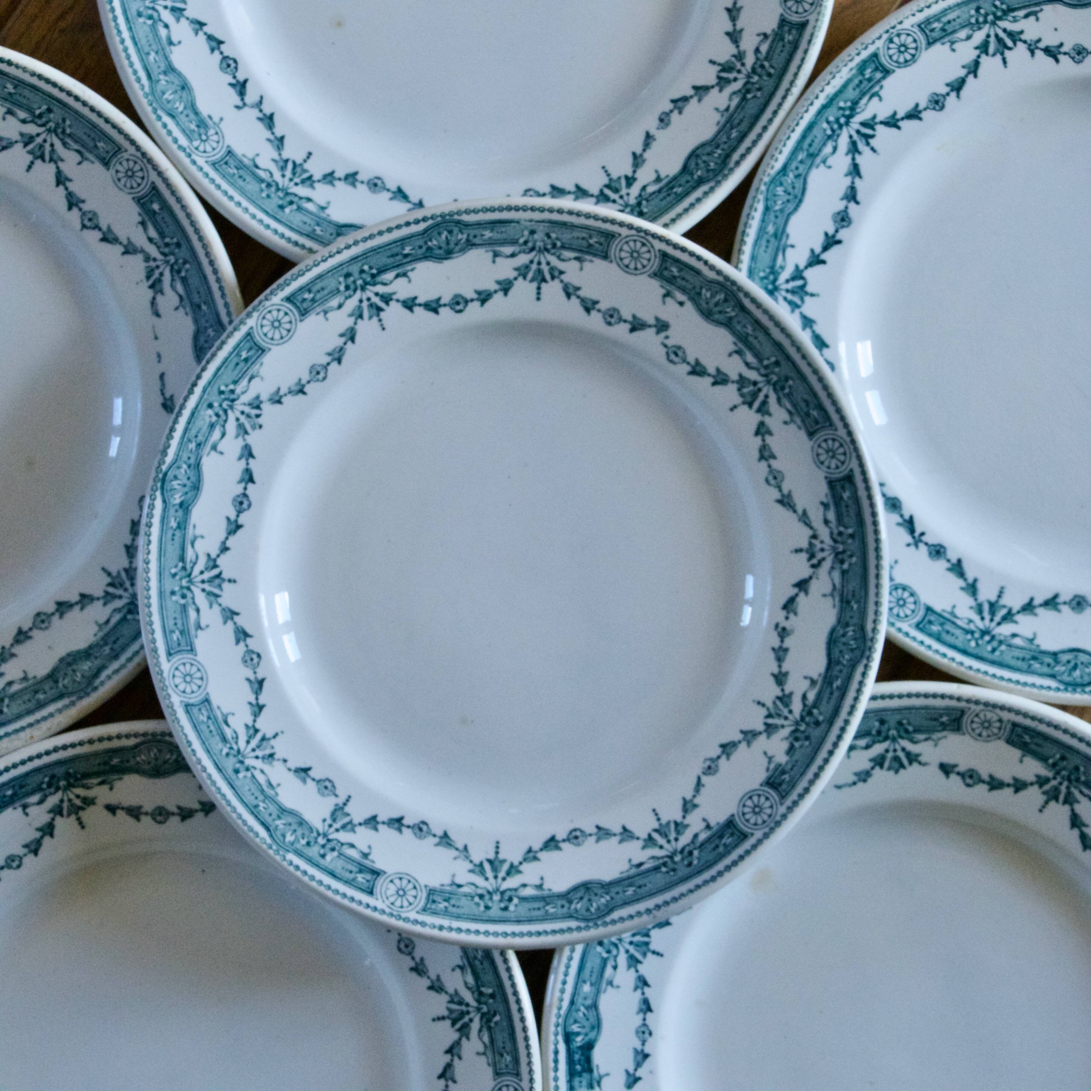 Antique ironstone plates signed Moulin des Loups "Provence"