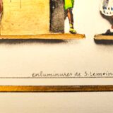 Set of 3 illuminated plates by S. Lemoine
