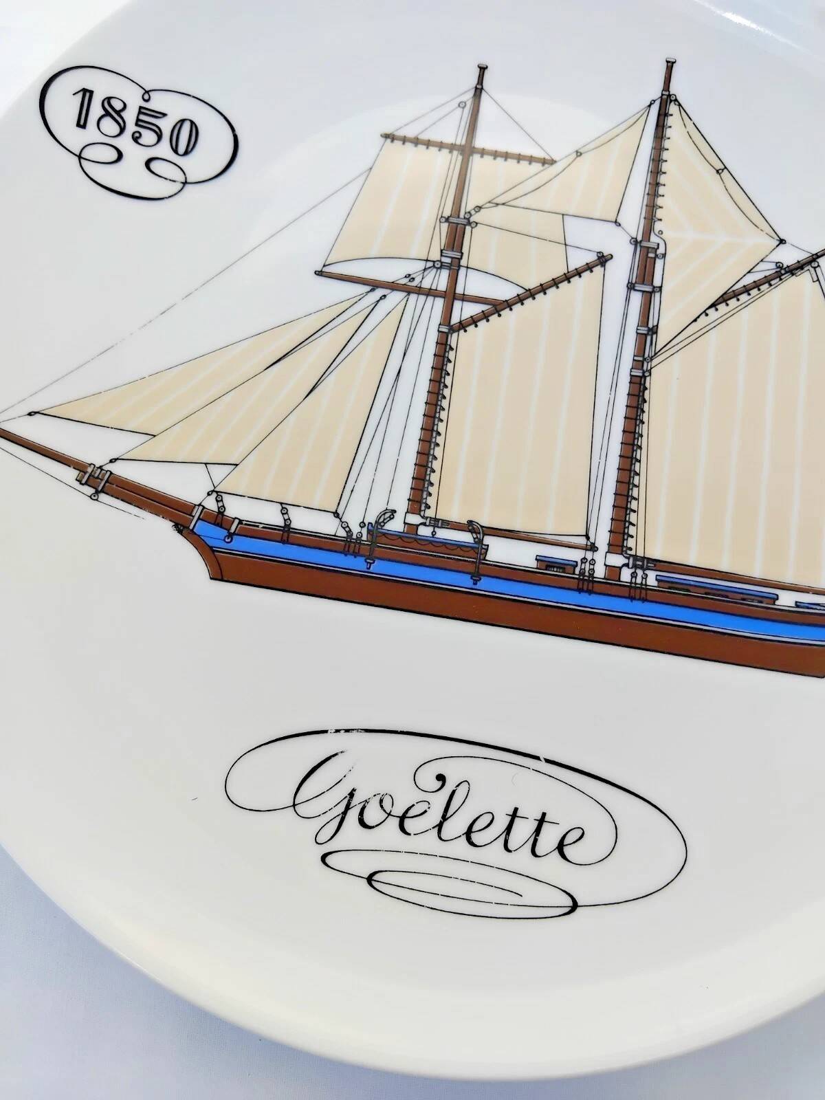 Auteuil Porcelain - Set of 6 Flat Plates - Nautical Theme