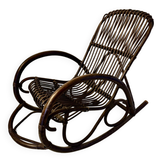 Bamboo and rattan rocking chair