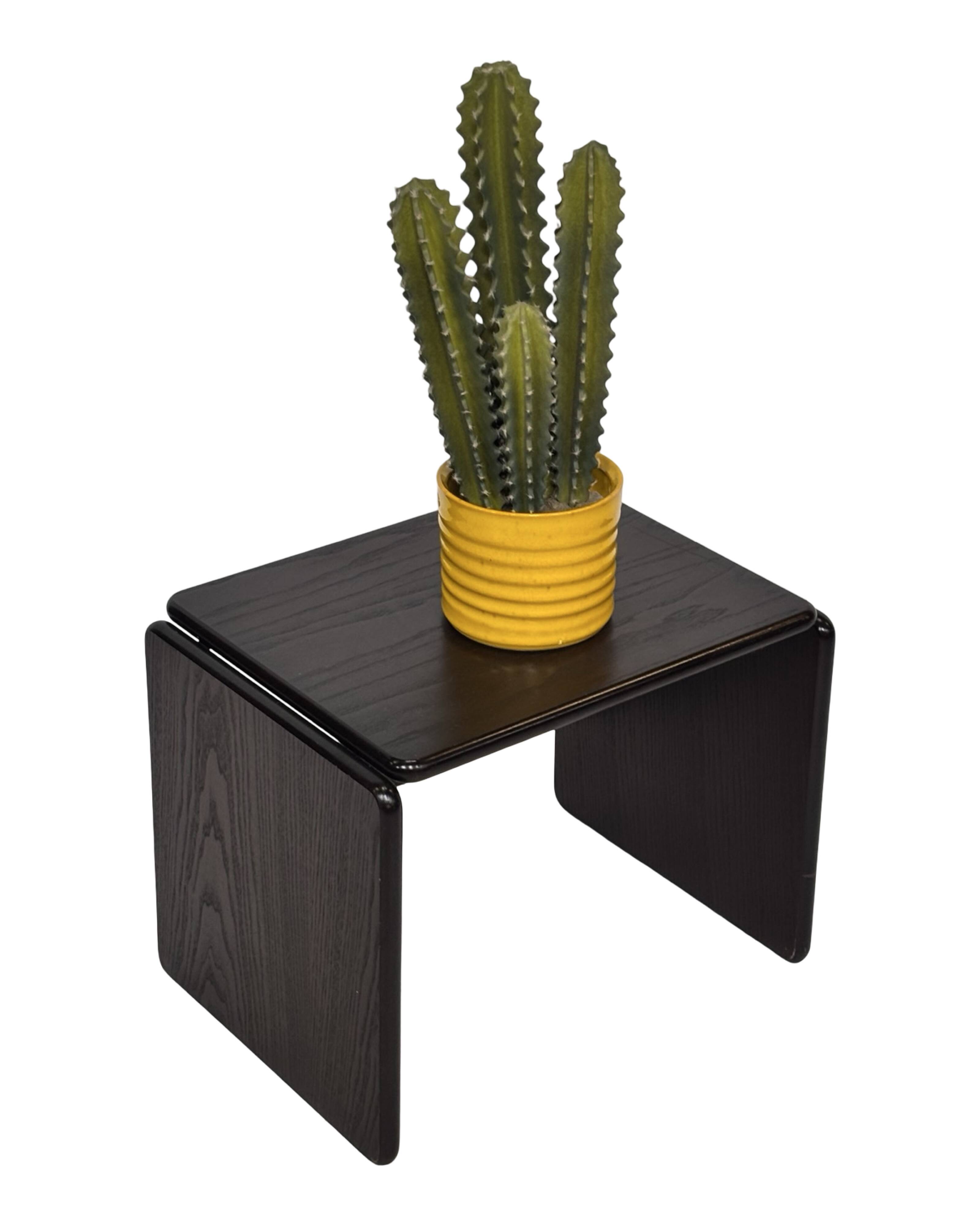 Vintage Italian side table made of ebonized wood 70's design