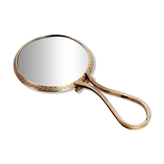 Foldable brass hand mirror