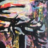 Yvette alde, flowers and birds, c 1950. lithograph signed in pencil