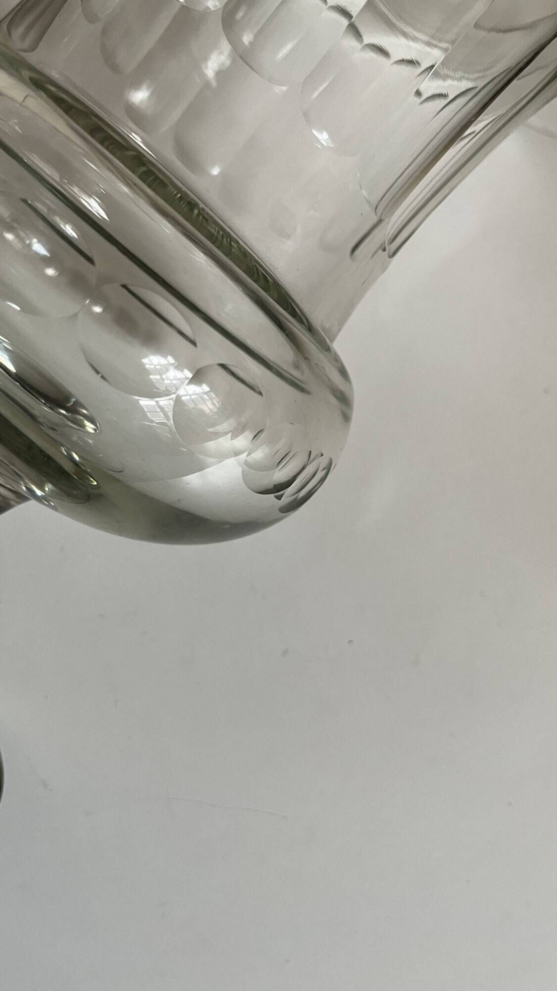 XXL neoclassical 19th-century medical vase in flat-cut crystal