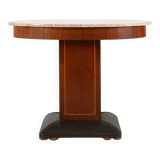 Table d'appoint Art Déco de De Coene Freres avec marqueterie en bois et plateau en marbre, années 1930