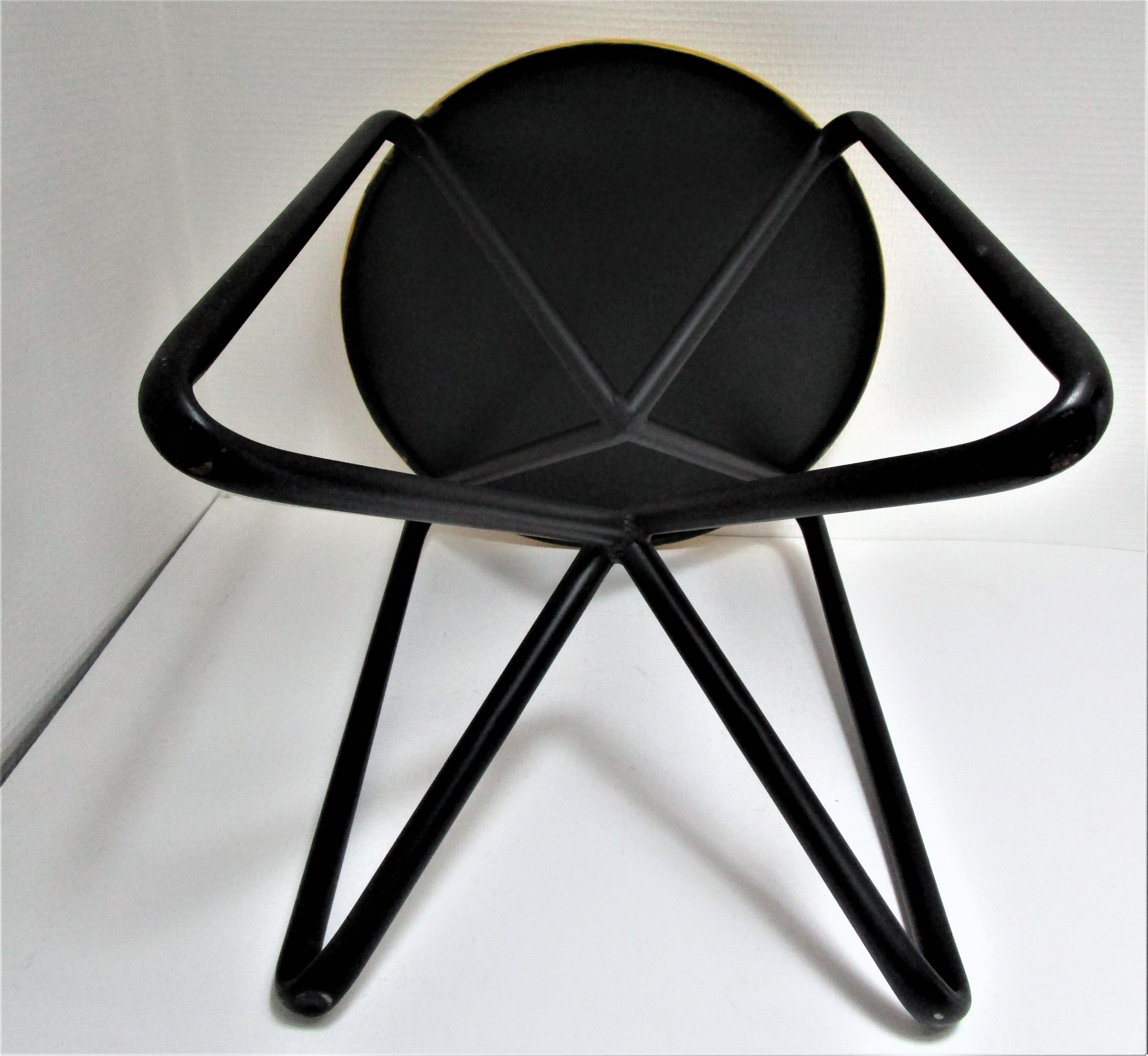 Yellow and black metal stool design 90s
