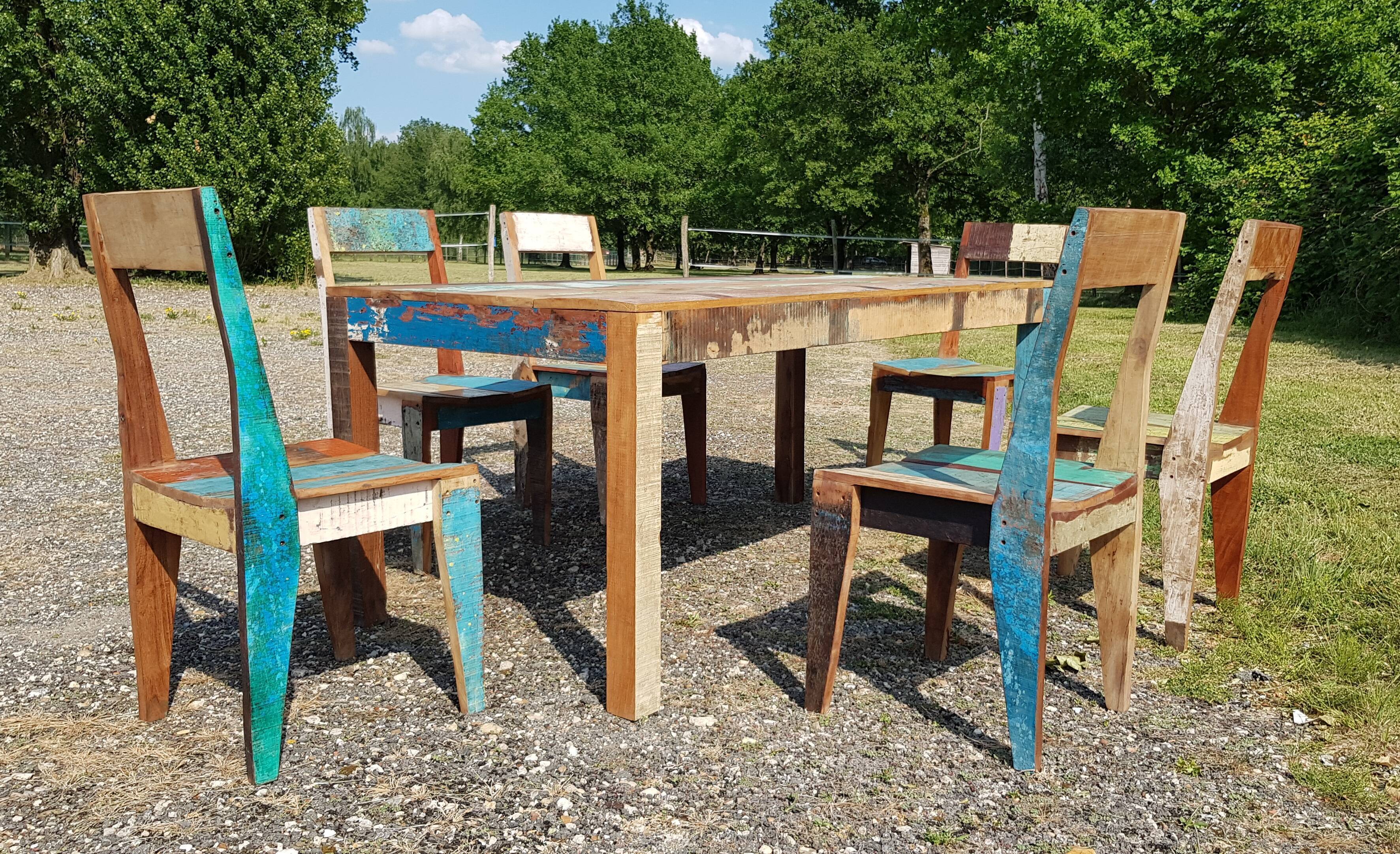 Teak table with 6 chairs