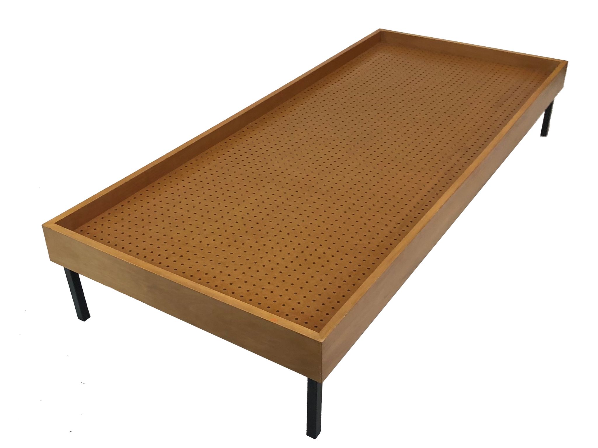 Lit d'appoint vintage en bouleau design métal années 60