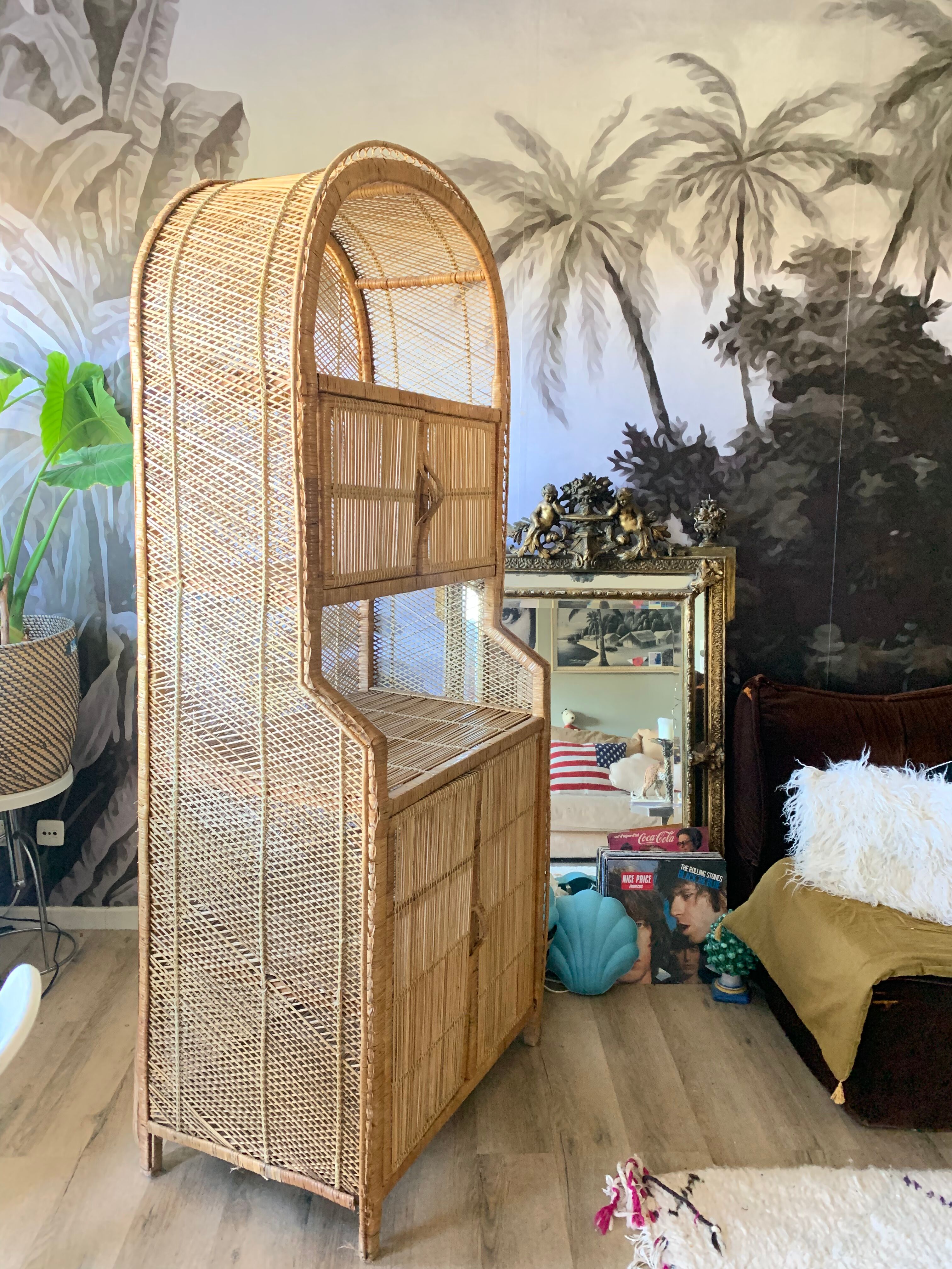 Vintage rattan bookcase