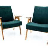 Two vintage green armchairs by Jaroslav Šmídek for Jitona, Czechoslovakia, 1960s
