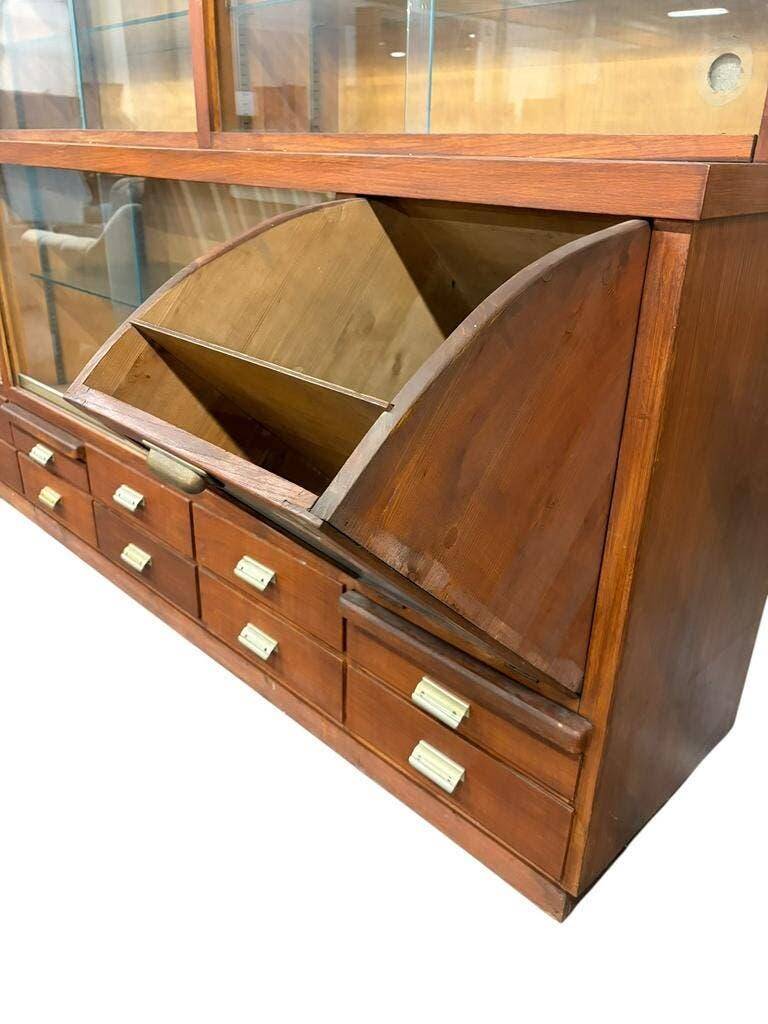 XL vintage wooden display cabinet / sideboard / wall cupboard