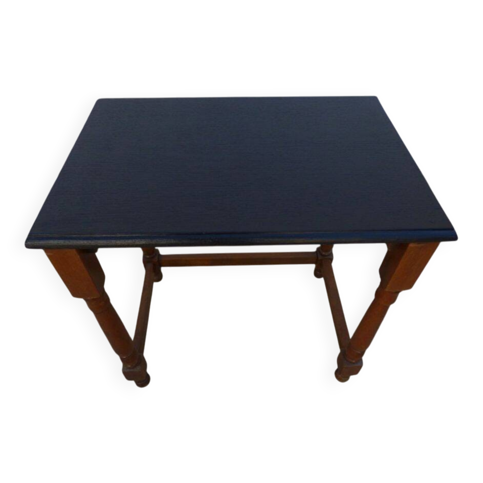 Nightstand or side table in solid wood with a black top.