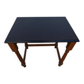 Table de chevet ou bout de canapé en bois massif avec son plateau noir