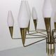 Italian mid-century modern brass and opaline glass chandelier, 1960