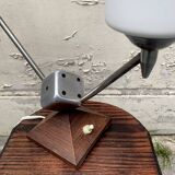 Lampe à poser deux branches, bois et chrome, 1960
