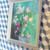 Old painting representing a bouquet of flowers
