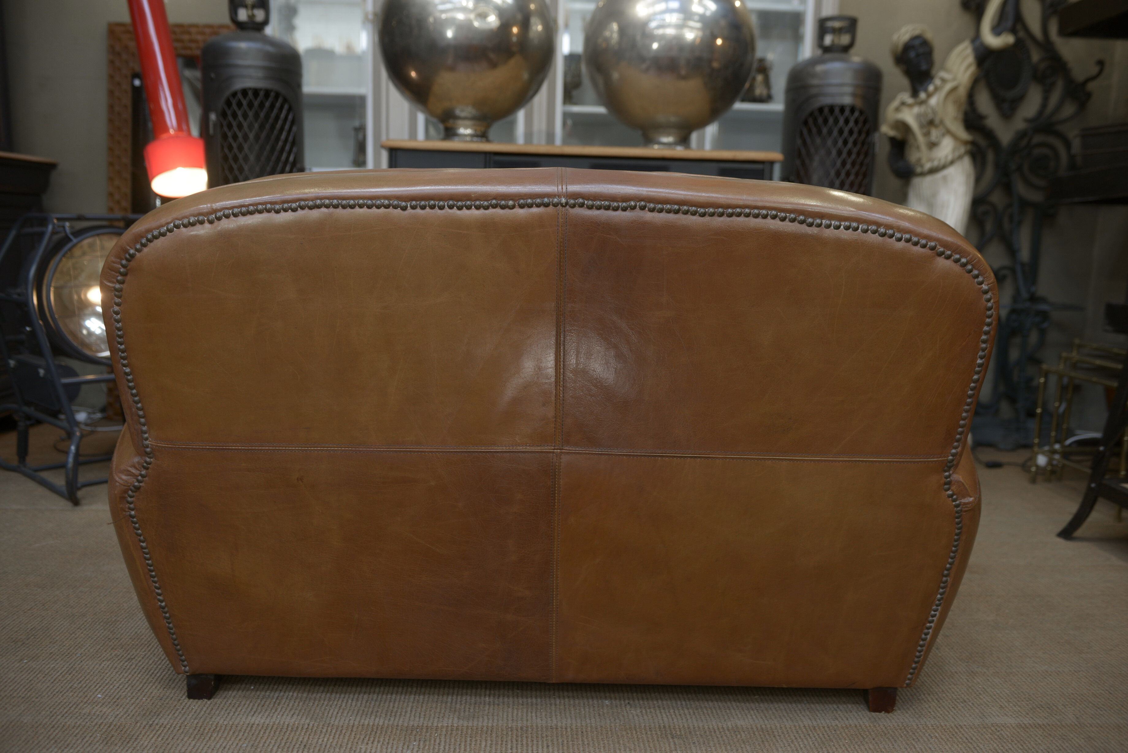 Leather club bench