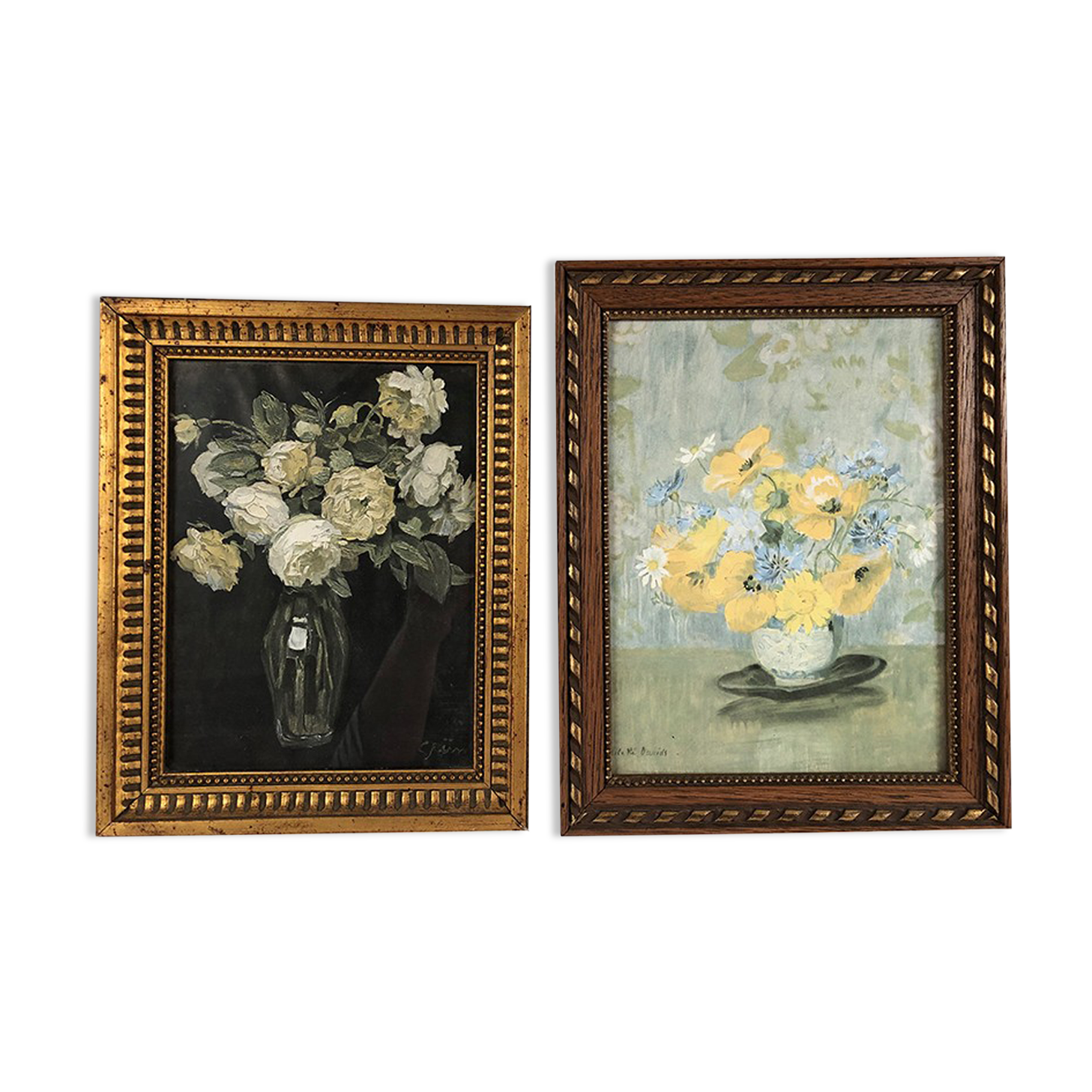 Ensemble de petites gouaches sur papier, bouquets de fleurs
