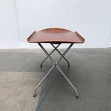 Folding table in teak with Norwegian alminette from the mid-century by F.M. Produkt, Frederiksberg Metalvarefabrik, 1960s.