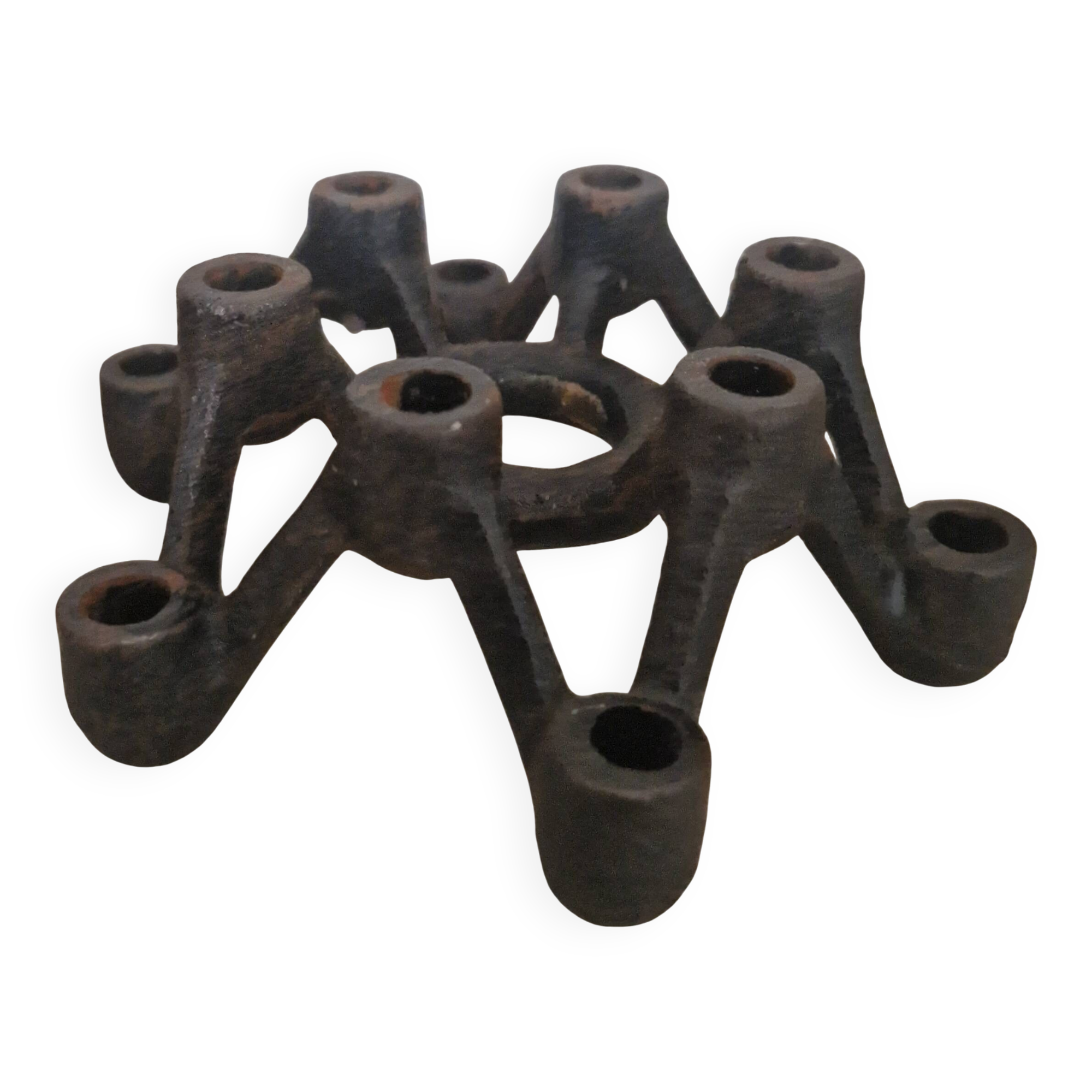 Modernist Japanese cast iron candlestick