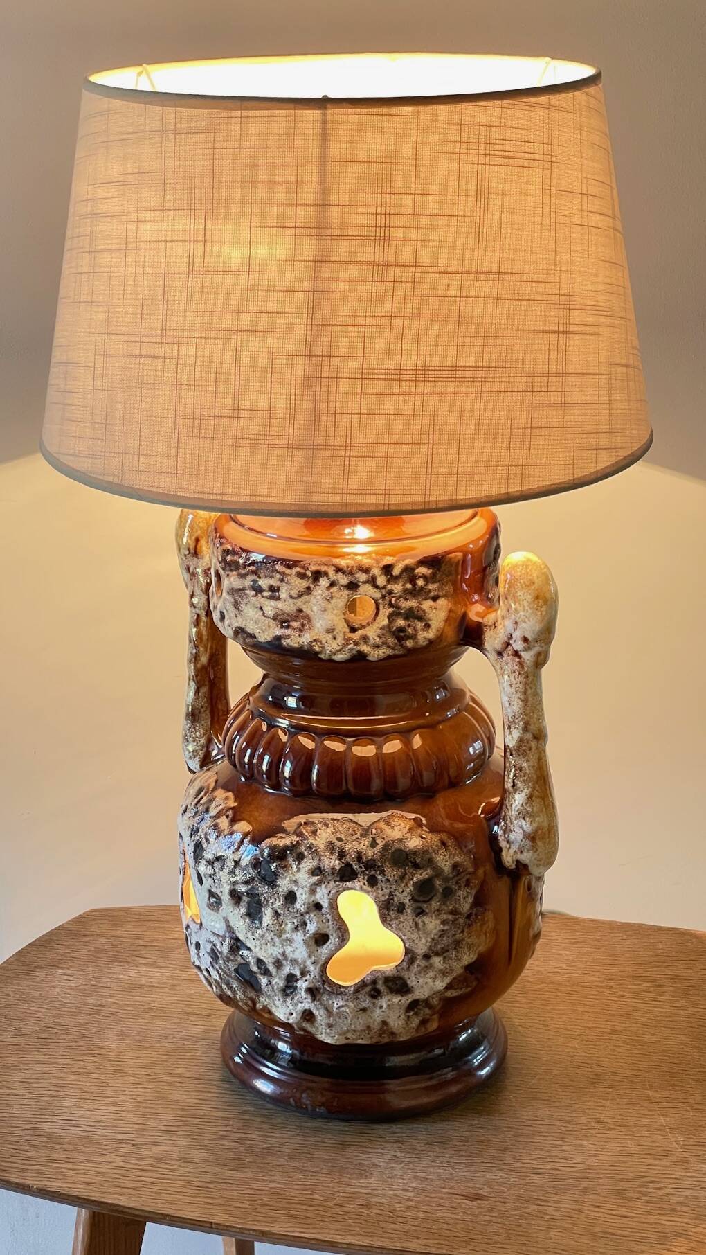 Lamp ceramic fat lava double lighting 70s