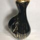 Old glazed ceramic, cove black & gold signed pitcher tess vintage